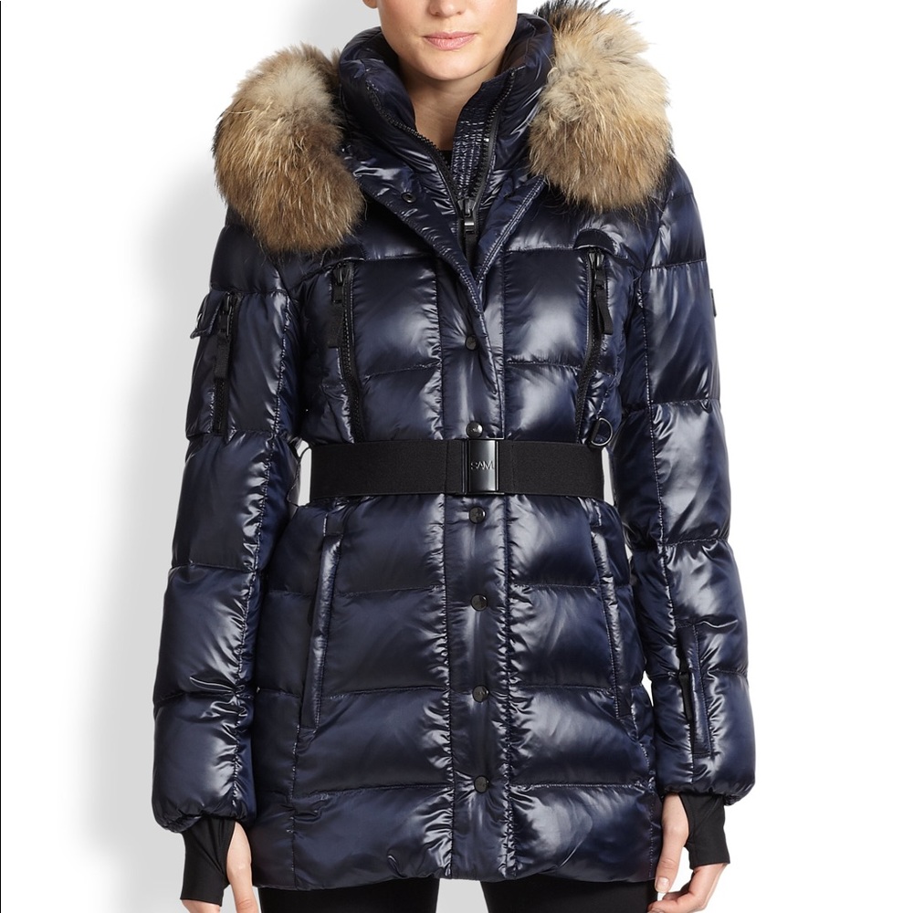 SAM | Millennium Fur Trim Down Coat | Blue | Small